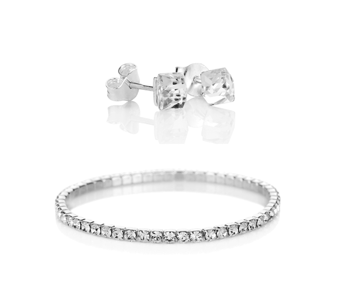 Elizabeth Bracelet and Cube Stud Earrings Set